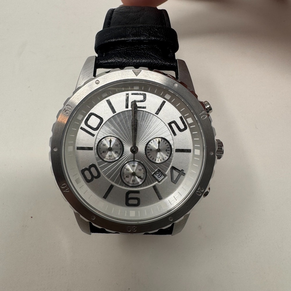Silpada Stainless All Stainless Steel‎ Silver Watch Leather Band (NEEDS BATTERY)